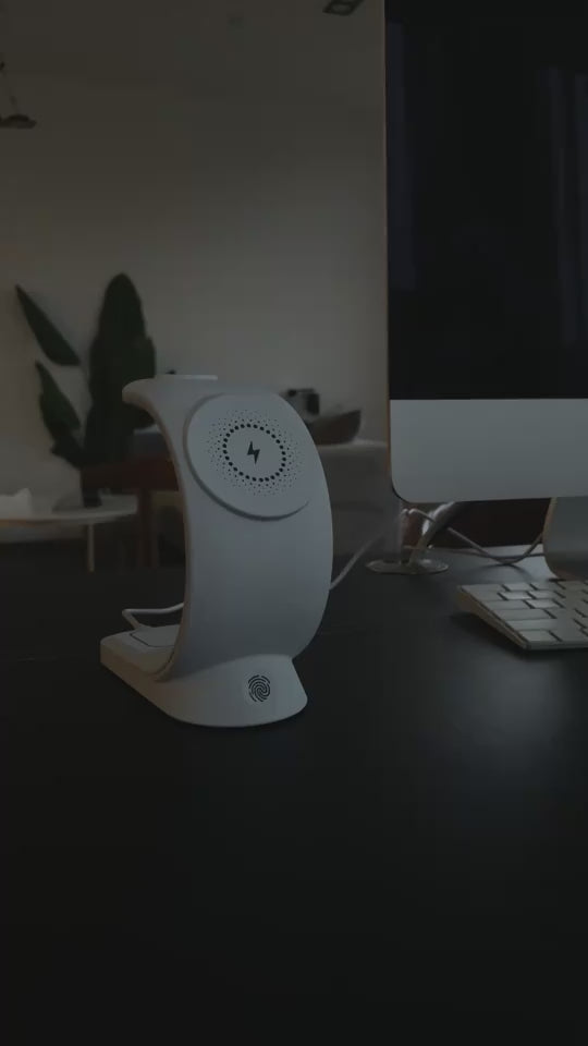 video- 4-in-1 magnetic wireless charging station with RGB light, fast charger for iPhone, AirPods, and Apple Watch. | Everything Amazing Shop