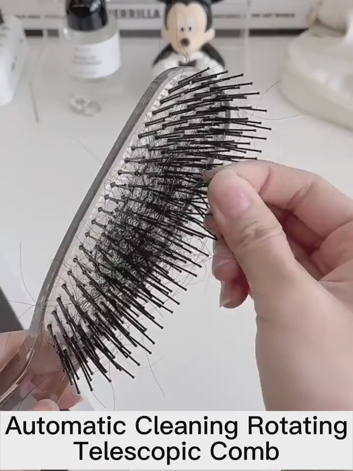 4-in-1 Self-Cleaning Hair Brush with Anti-Static and Scalp Massaging Features - Ideal for All Hair Types, Easy-Clean Design for Smooth, Frizz-Free Hair. | Everything Amazing Shop