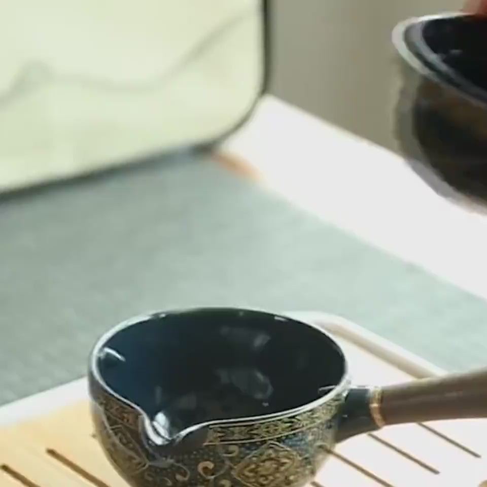 Ceramic Teapot With Wooden Handle Side-handle Pot