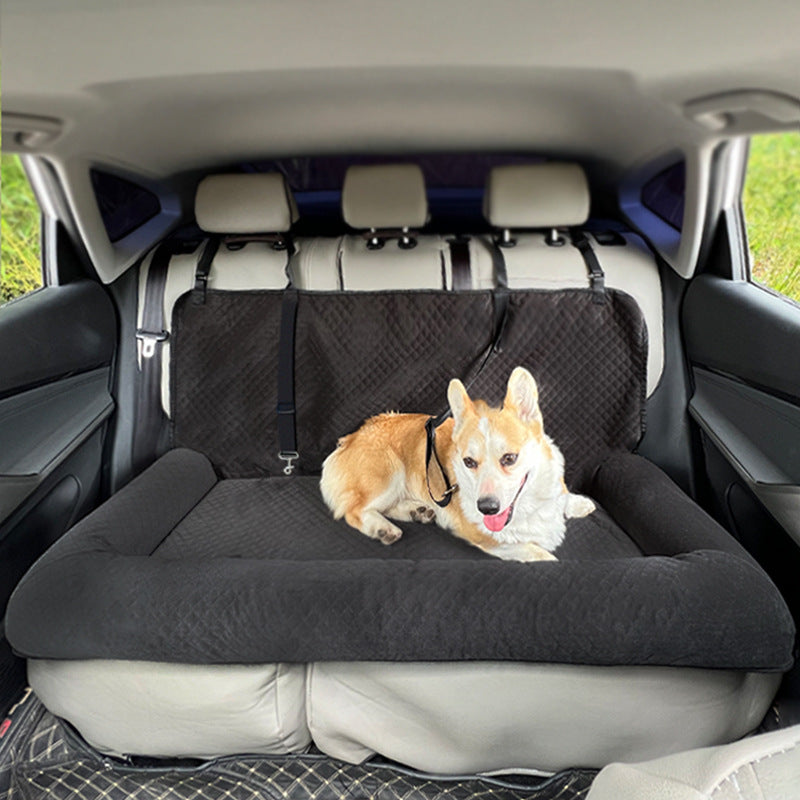 Removable and washable gray dog seat cushion (120x50cm) designed for pets to provide comfort during car rides. Perfect car pet pad kennel for dogs, offering easy maintenance and a snug fit for your furry friend. Ideal for keeping your car clean and your pet cozy. Everything Amazing Shop for this product.