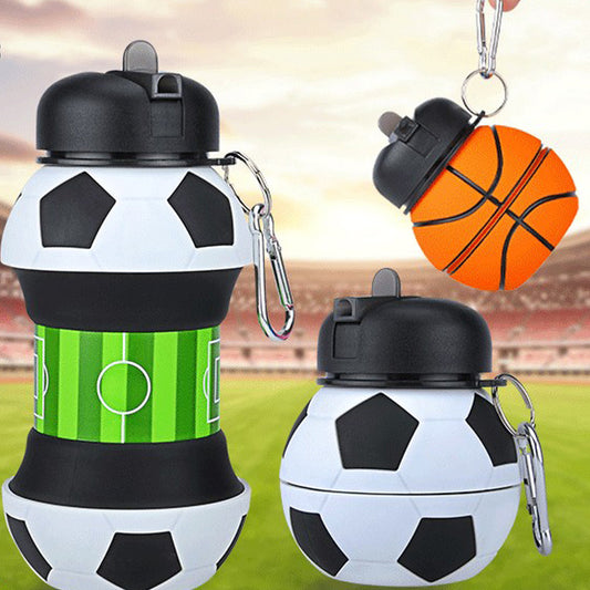 Silicone Folding Sports Water Bottle (550ml) – Large Capacity, Portable, Leak-Proof, and Collapsible Design in Red.