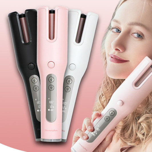 Wireless Automatic Hair Curler – USB Rechargeable, Ceramic Heating, LCD Display