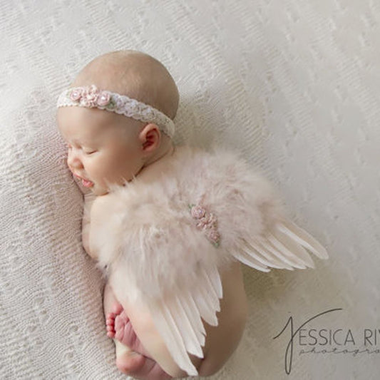 Newborn Angel Feather Wings with Flower Headband - Everything Amazing