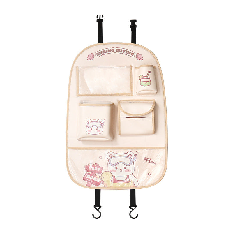 Car Seat Back Storage Bag - Anti-Kick Cushion & Leather Anti-Dirt Mat