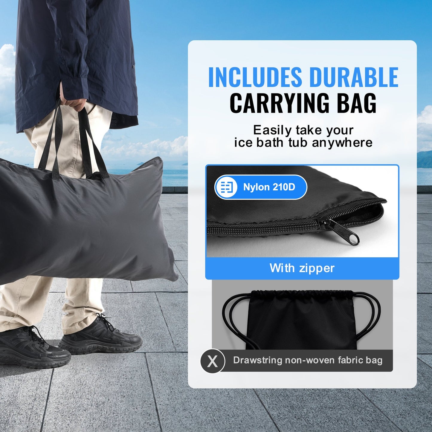 Ice Bath Tub 85cm – Portable 398L Cold Water Therapy Plunge Pool for Athletes | Inflatable Folding Home & Outdoor Recovery Tub with Cover