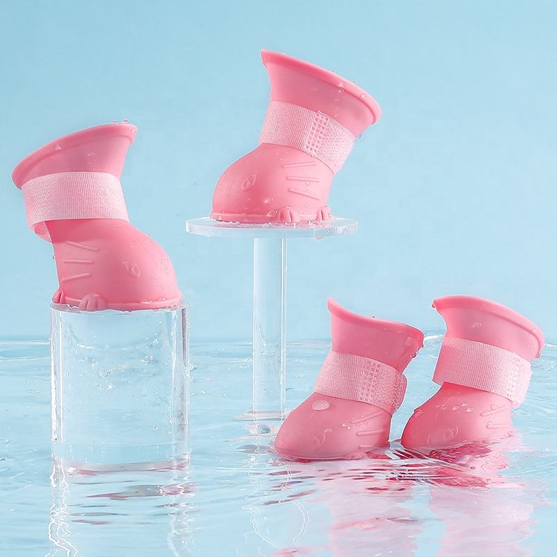 Dog Rain Boots (4Pcs) | Waterproof & Non-Slip Silicone Footwear for Pets