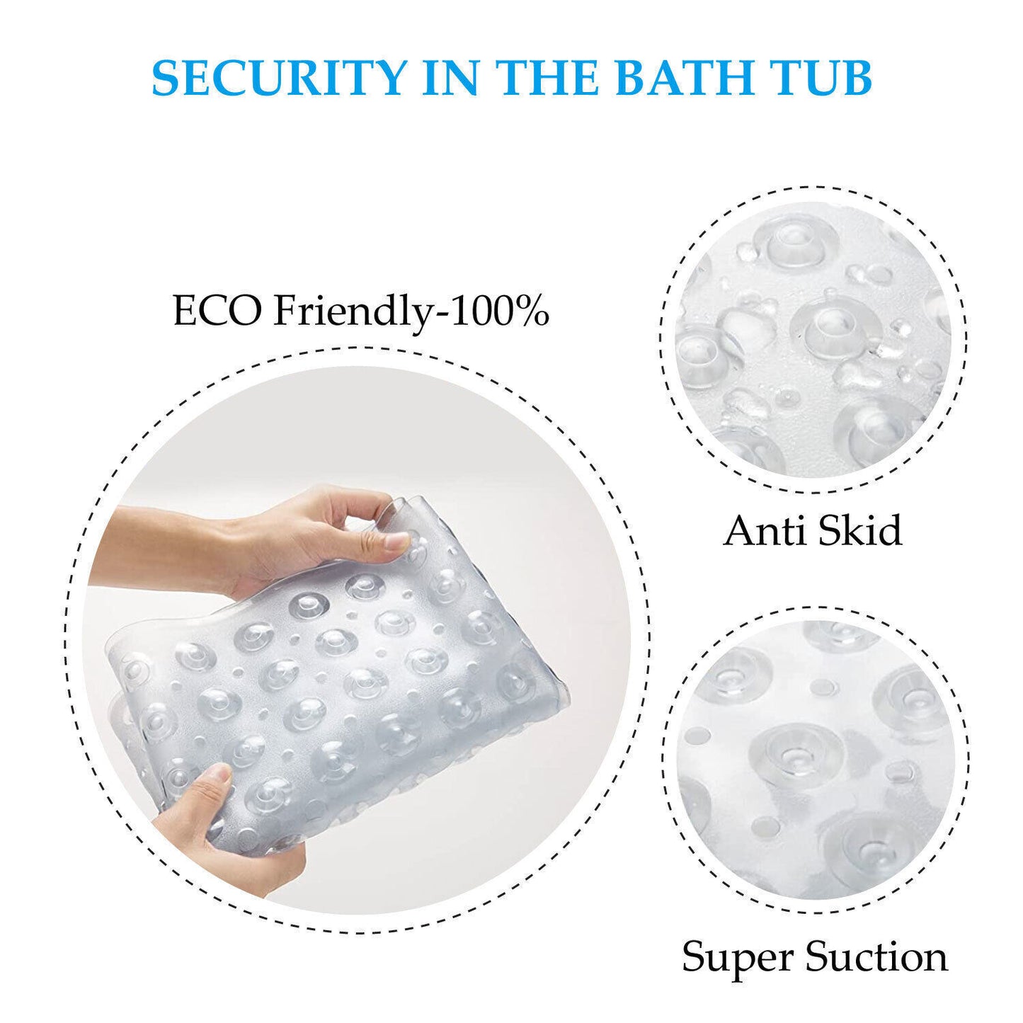 Extra Large Bath Mat Non Slip Bathtub Strong Suction Anti-Mold Rubber Shower Mat