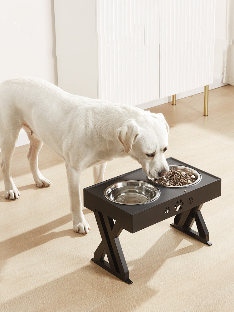 Adjustable Stainless Steel Double Bowl for Pets – Slow Feeder with Height Options