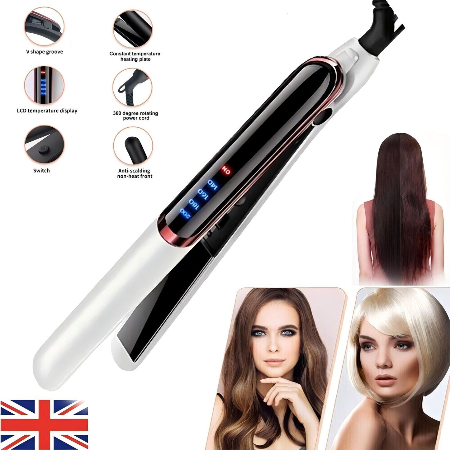 Professional Ceramic Hair Straightener & Curler – 2-in-1 Salon Styling Tool