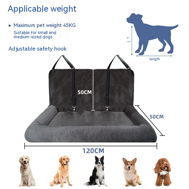 Removable and Washable Dog Seat Cushion - Gray (120x50cm) | Car Pet Pad Kennel