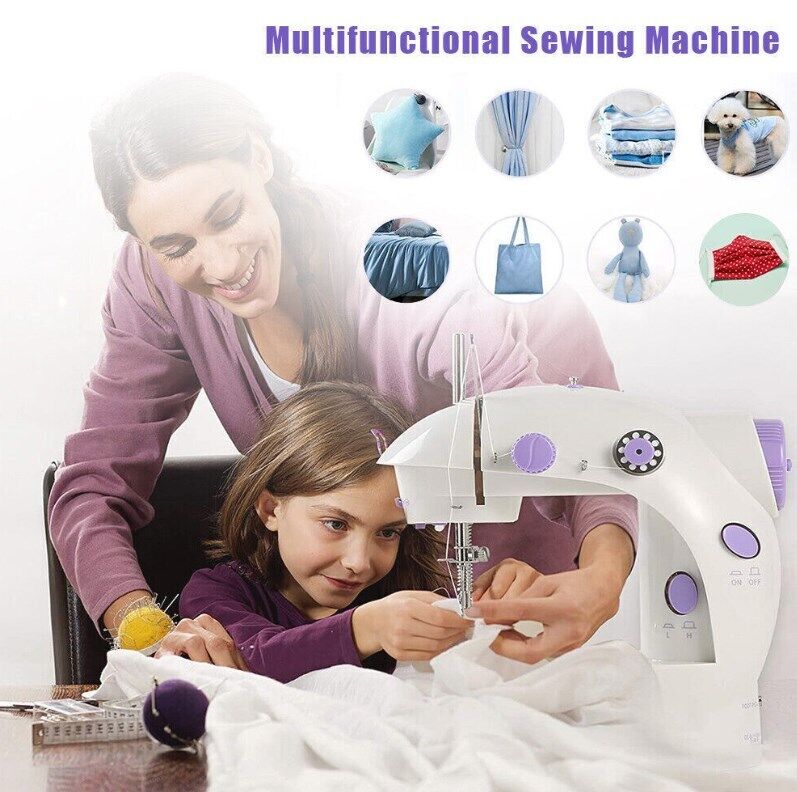 Electric Portable Sewing Machine – Mini Desktop & Handheld Multifunction Sewing Machine with Foot Pedal, Dual Speed, UK Plug