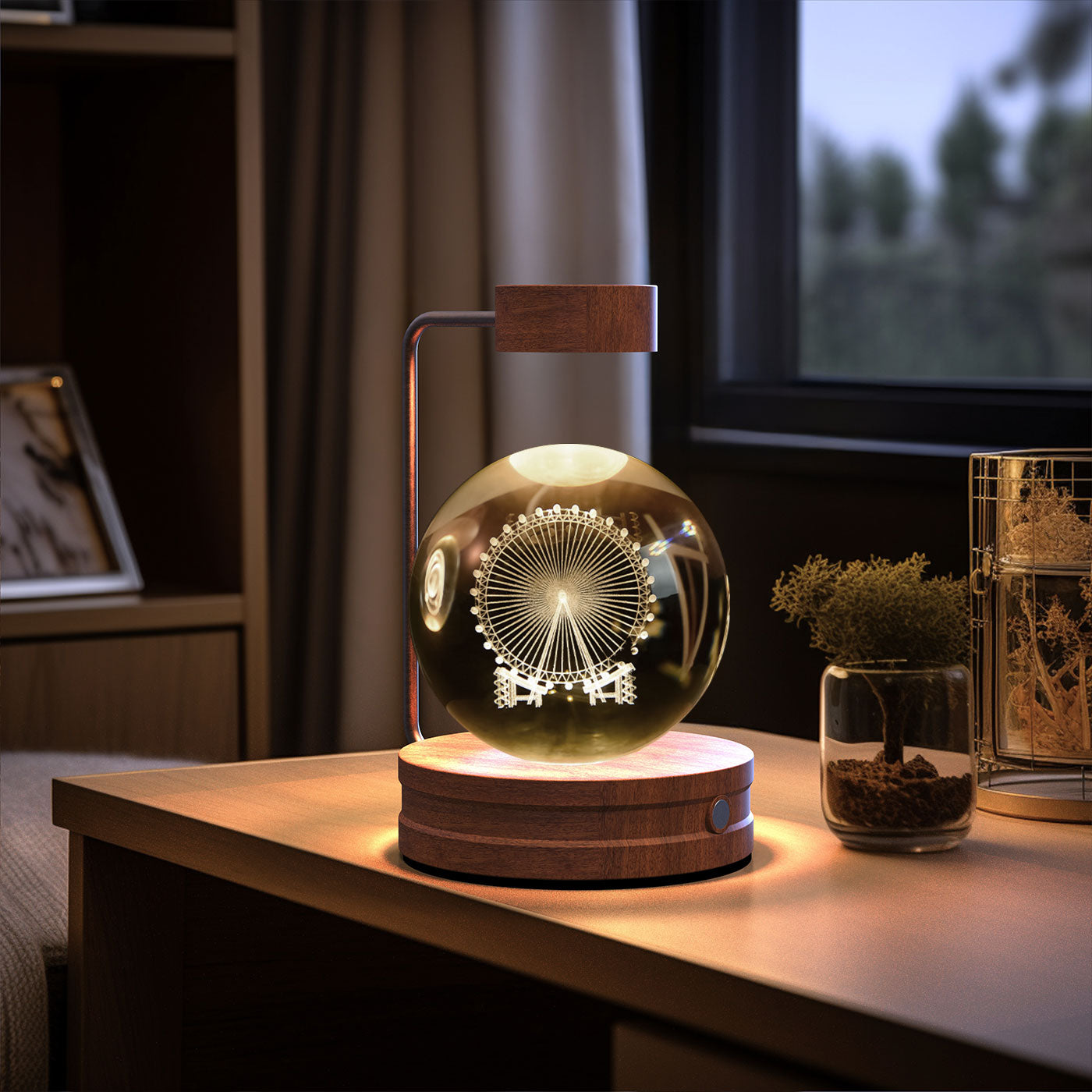 Crystal Ball Cosmic Dinosaur Night Light | USB Powered 3D LED Touch Lamp - Warm Bedside Light & Birthday Gift