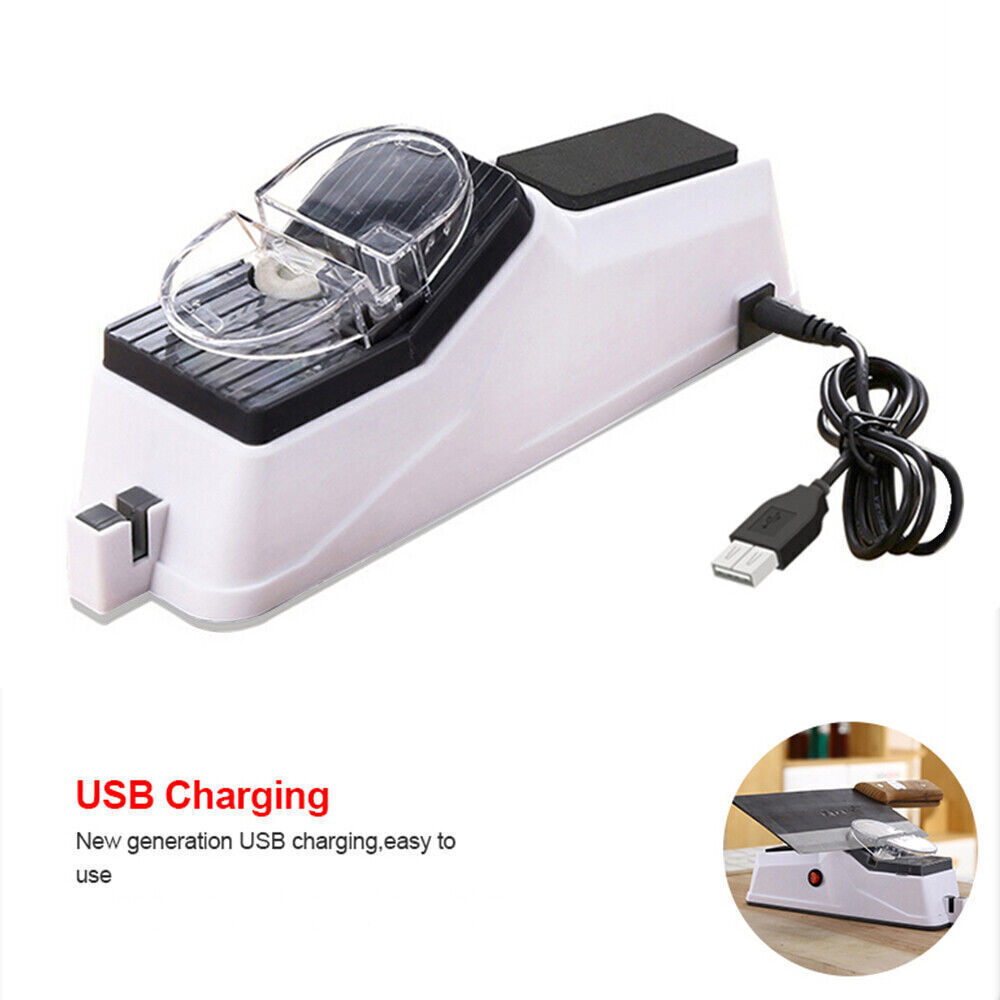 2-in-1 Electric Knife and Scissor Sharpener – Fast USB Kitchen Sharpening Tool for Home & Family