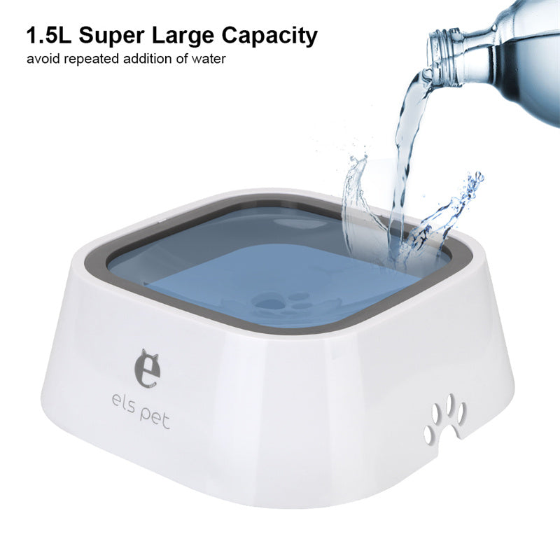 1.5L Anti-Overflow Floating Pet Water Bowl - Slow Feeder Dispenser for Cats & Dogs | Durable ABS & PP Material