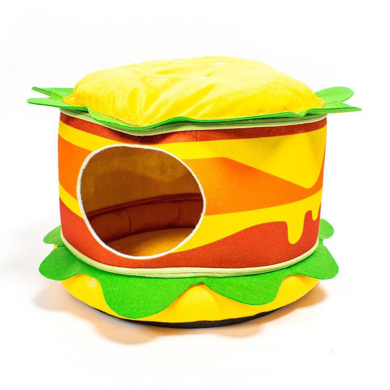 Burger & Fries Enclosed Cat Bed – Stylish & Cosy Pet Nest for Cats