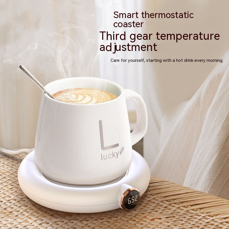 Smart Coffee Warmer Coaster – USB-Powered, Thermostatic Heating Pad with Timer