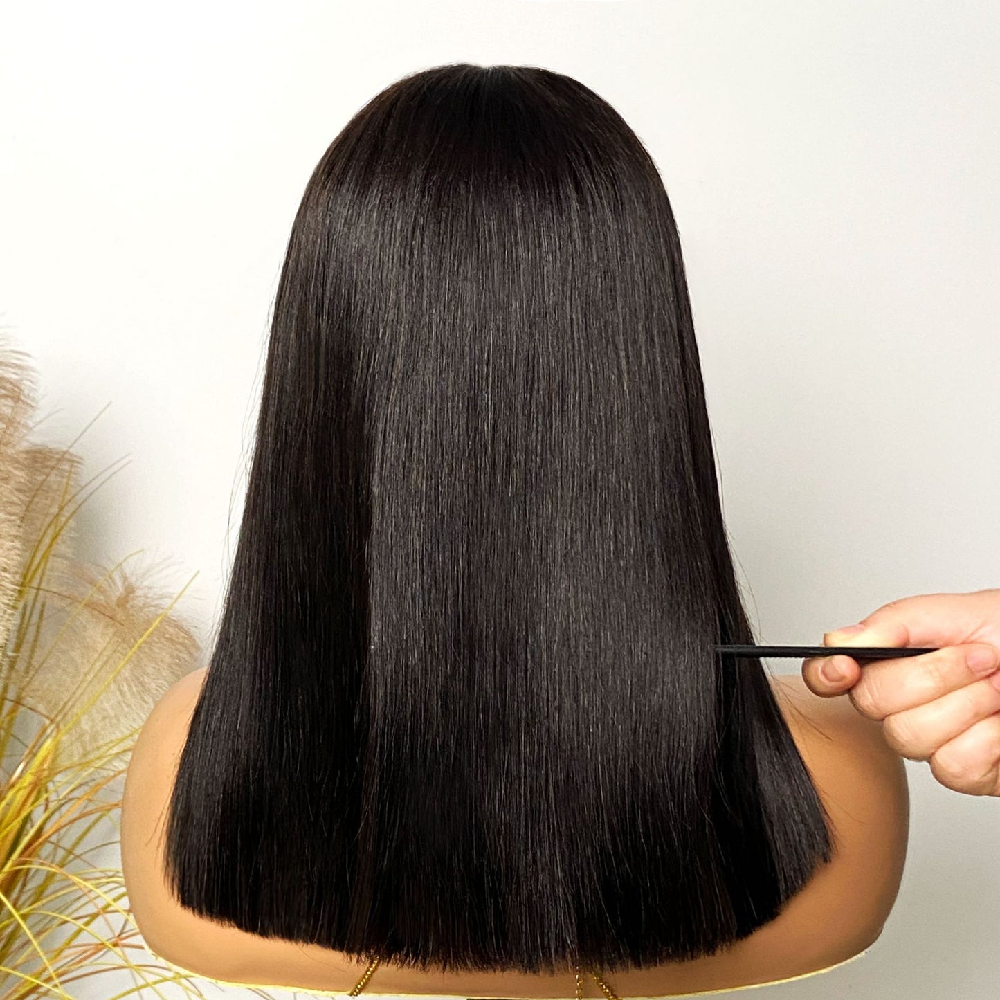 2x6 bone straight double drawn bob wig made from 100% human hair with 180% density, available in 8 to 16 inches for all skin tones and face shapes.