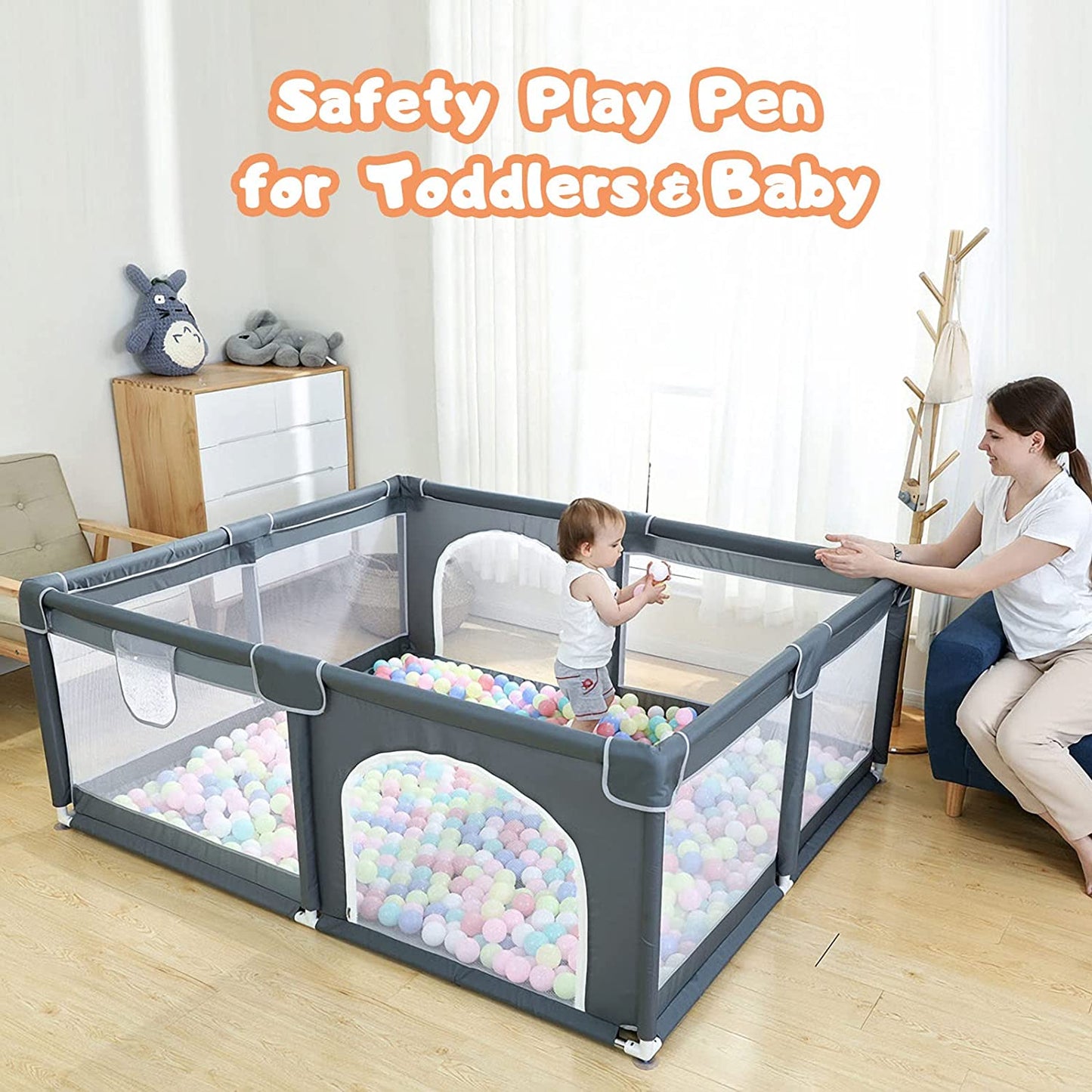 Large Baby Playpen 79x71 – Extra Large Play Yard for Babies and Toddlers – Safe, Non-Toxic & Easy to Assemble