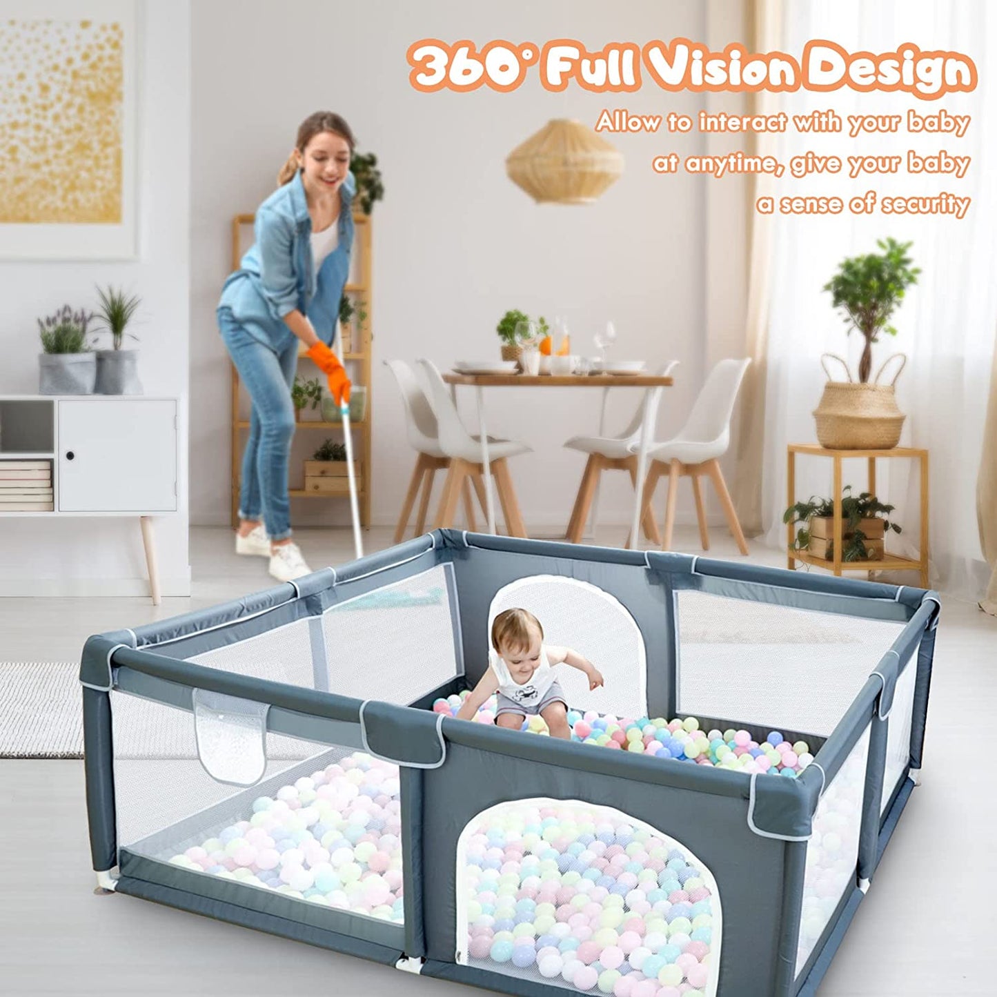 Large Baby Playpen 79x71 – Extra Large Play Yard for Babies and Toddlers – Safe, Non-Toxic & Easy to Assemble