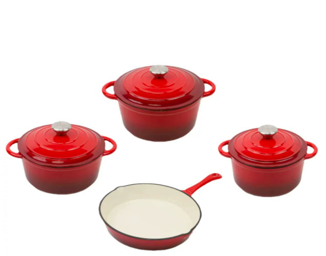 Premium Nordic Cast Iron Enamel Casserole Pot Set – Durable Non-Stick Cookware (1L–7L)