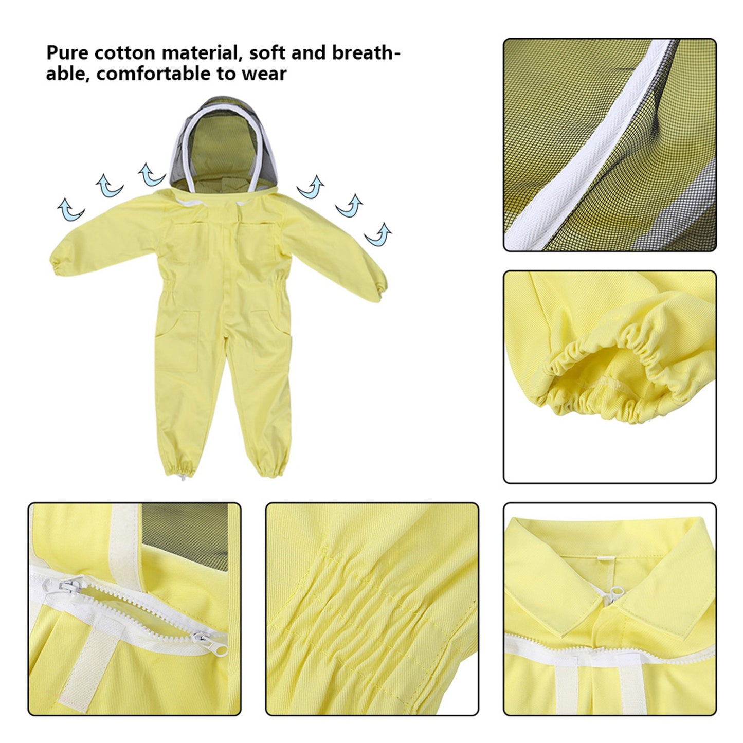 Professional Child Beekeeping Protective Suit - Bee Farm Visitor Safety Jumpsuit (Medium)