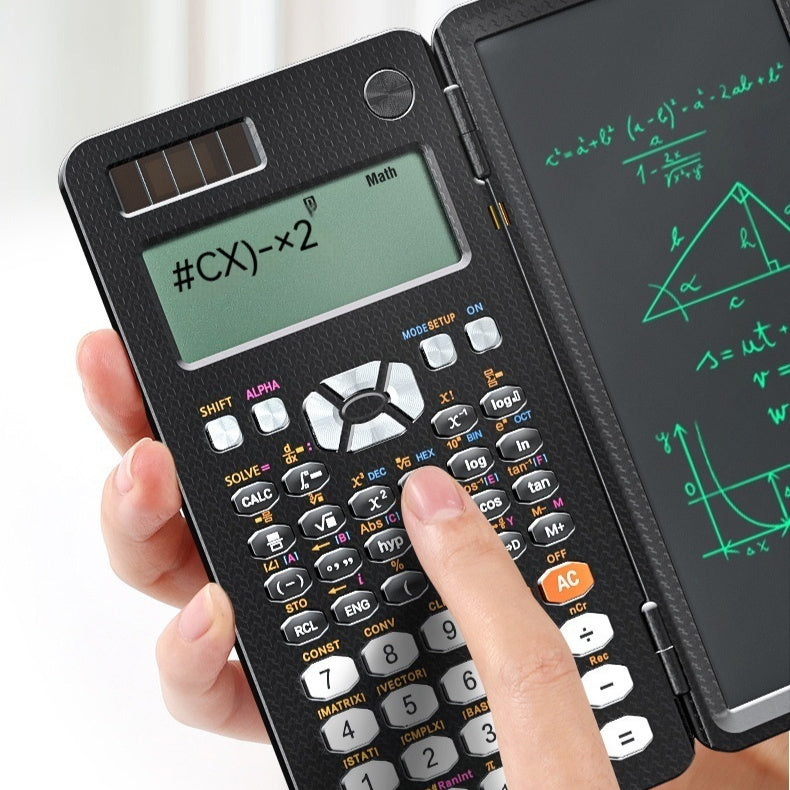 2-in-1 Foldable Scientific Calculator & Handwriting Tablet – Portable Learning and Desk Calculator