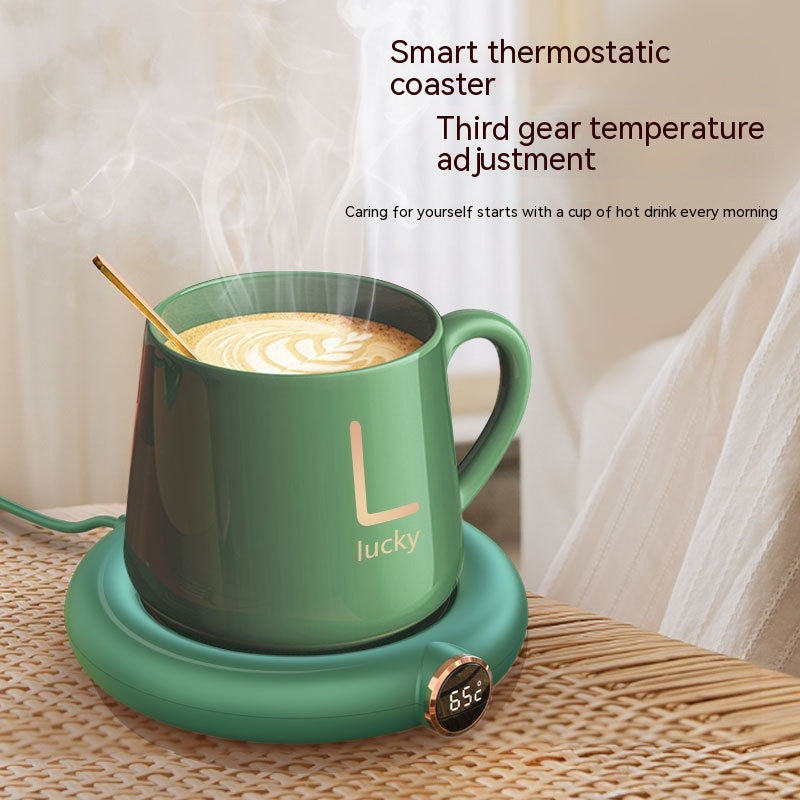 Smart Coffee Warmer Coaster – USB-Powered, Thermostatic Heating Pad with Timer