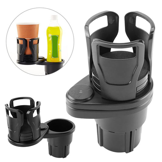 Foldable 2-in-1 Car Cup Holder – Dual Drink & Organizer Holder, 360° Rotatable, Space-Saving Car Accessory