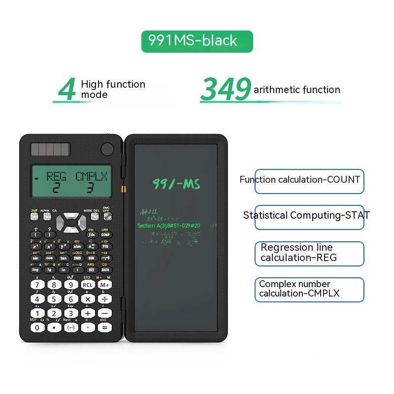 2-in-1 Foldable Scientific Calculator & Handwriting Tablet – Portable Learning and Desk Calculator