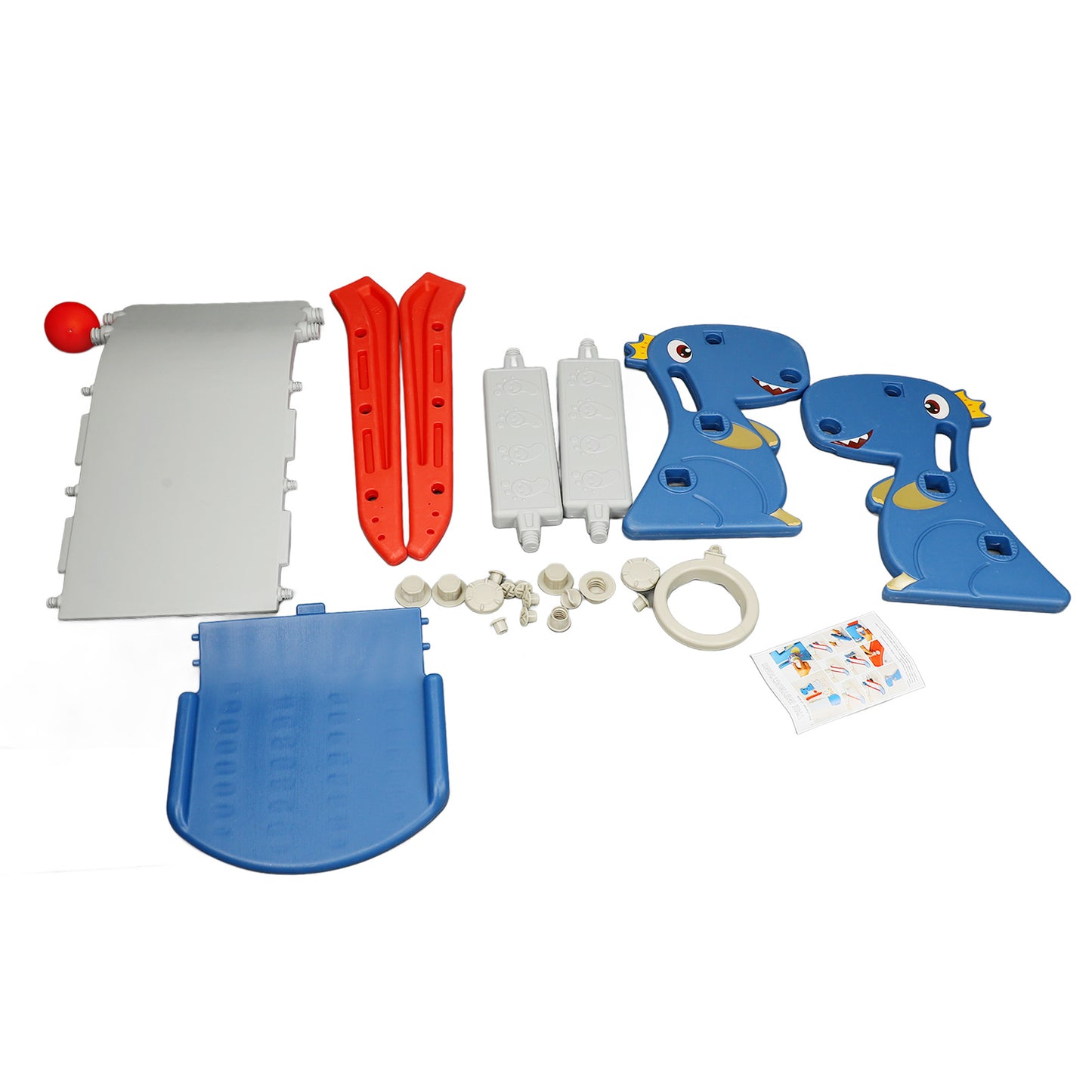 Toddler Indoor Slide with Basketball Hoop – Dinosaur Shape, Foldable, 0-3 Years, Easy Assembly, Blue