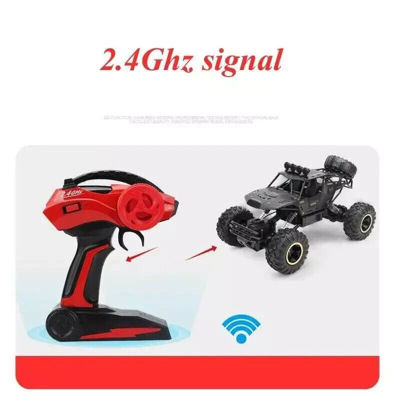 XL Large 4WD RC Monster Truck – 1:12 Scale Big Wheel Remote Control Car for Kids & Adults | Off-Road Rock Crawler with 2 Rechargeable Batteries