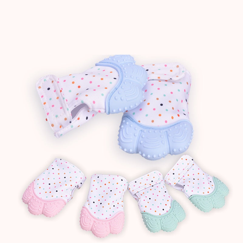 Baby Teether Silicone Molar Gloves with Sound Toys - Anti-Bite Relief for Infants