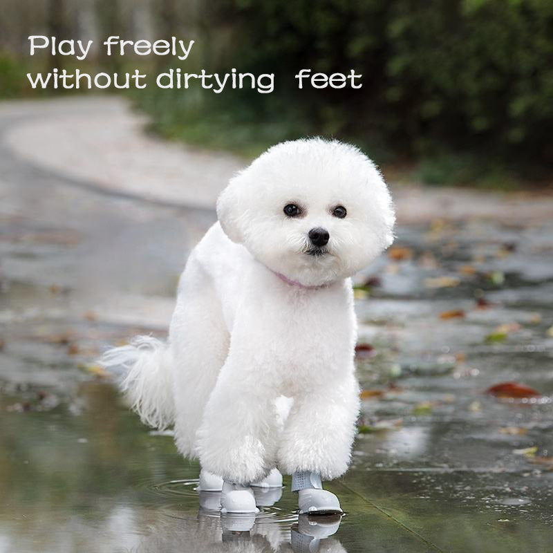 Dog Rain Boots (4Pcs) | Waterproof & Non-Slip Silicone Footwear for Pets