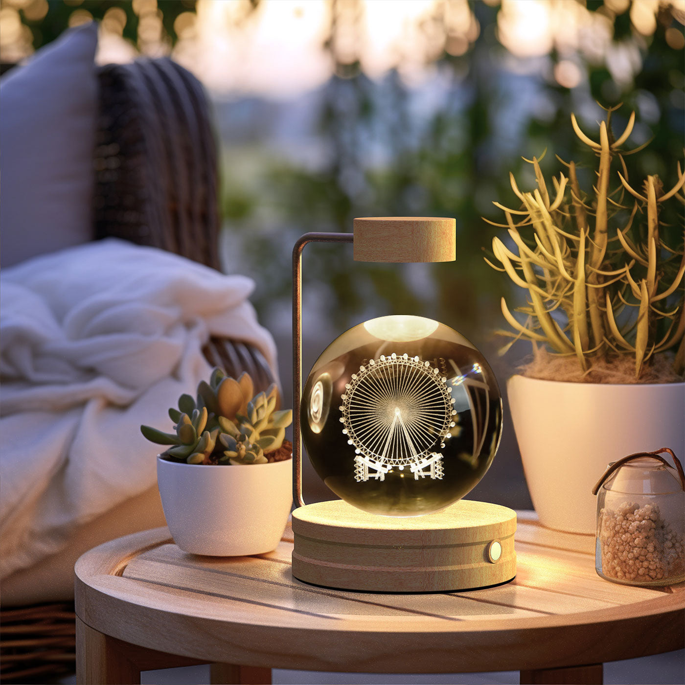 Crystal Ball Cosmic Dinosaur Night Light | USB Powered 3D LED Touch Lamp - Warm Bedside Light & Birthday Gift