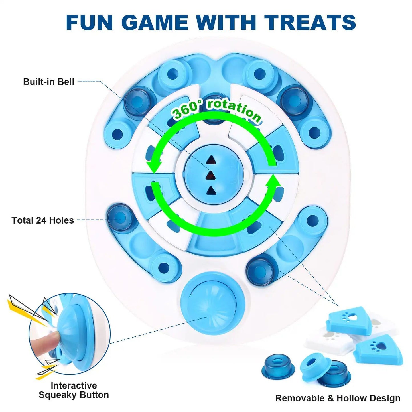 Interactive Dog Puzzle Toy with Spherical Bells - 24 Hidden Food Locations for Training & Mental Stimulation