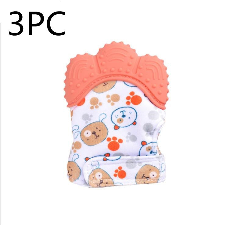 Baby Teether Silicone Molar Gloves with Sound Toys - Anti-Bite Relief for Infants