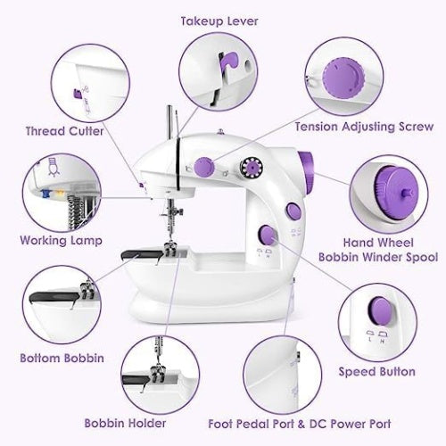 Electric Portable Sewing Machine – Mini Desktop & Handheld Multifunction Sewing Machine with Foot Pedal, Dual Speed, UK Plug