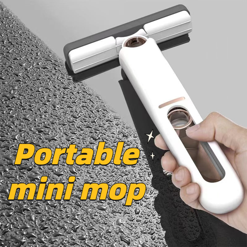 Portable Self-Squeeze Mini Mop – Compact & Lightweight Lazy Hand-Free Mop for Kitchen, Bathroom, Desk, Glass, and Car Cleaning