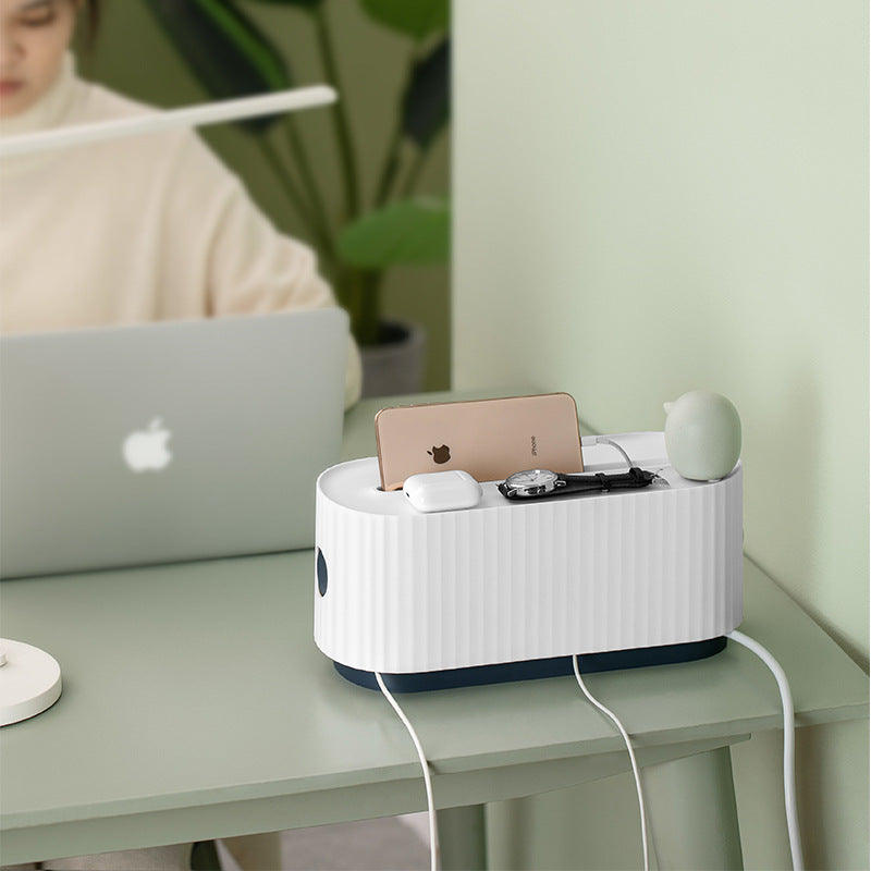 Power Strip Storage Box – Cable Organiser, Anti-Dust Charger Socket Holder, Wire Management Box for Home & Office