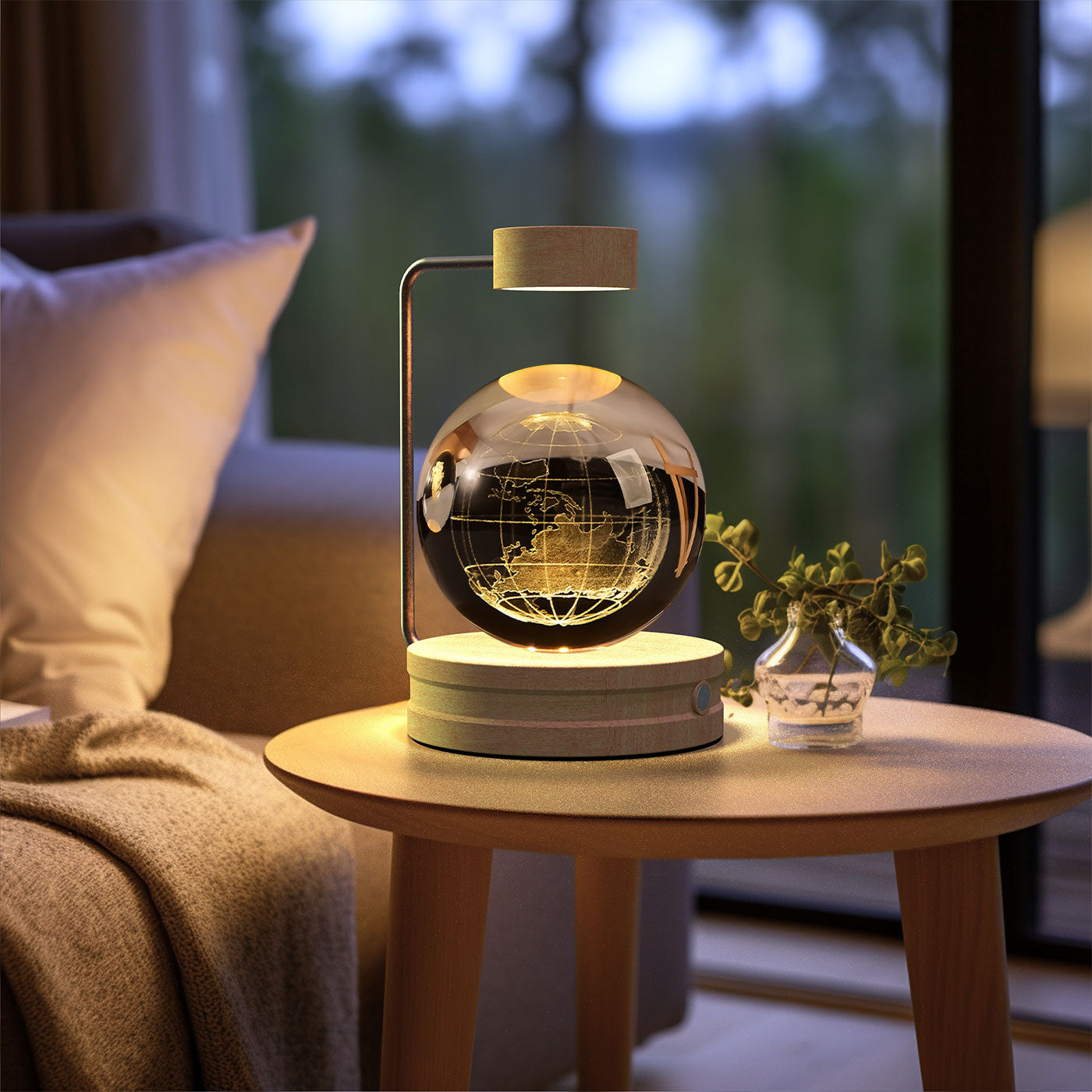 Crystal Ball Cosmic Dinosaur Night Light | USB Powered 3D LED Touch Lamp - Warm Bedside Light & Birthday Gift