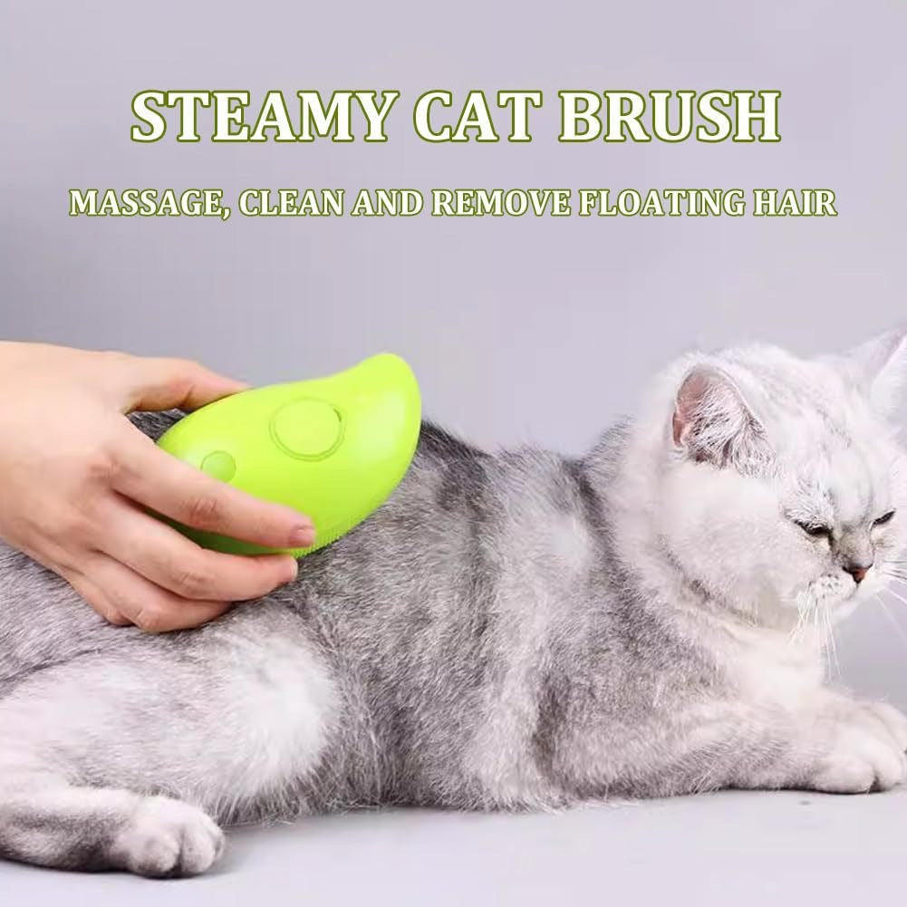 3-in-1 Electric Pet Grooming & Massage Brush with Steam for Cats & Dogs – USB Rechargeable, Hair Removal, and Soothing Massage