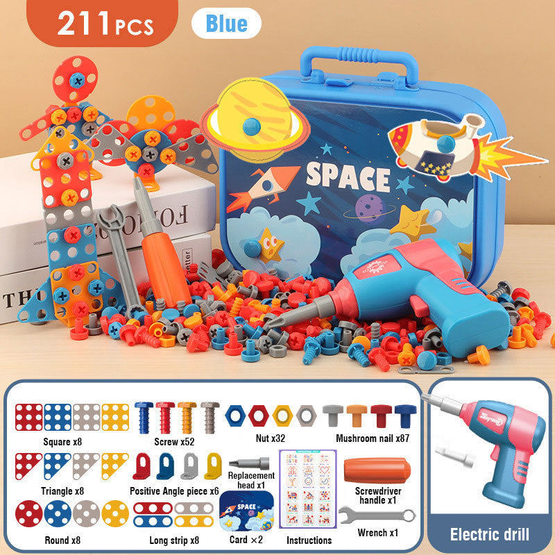 Electric Screwdriver Toolbox Toy for Kids – Educational Assembly Drill Set