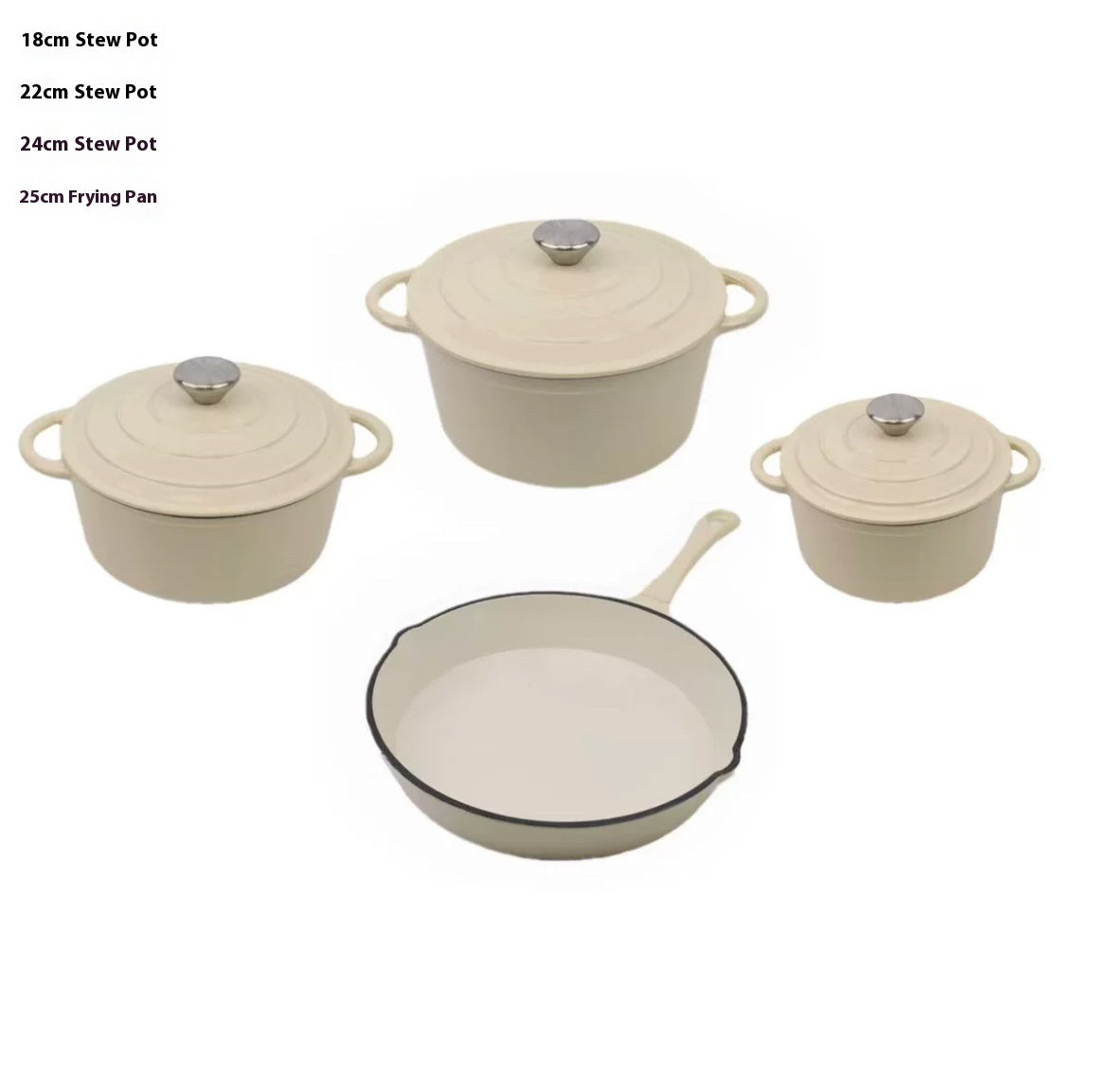 Premium Nordic Cast Iron Enamel Casserole Pot Set – Durable Non-Stick Cookware (1L–7L)