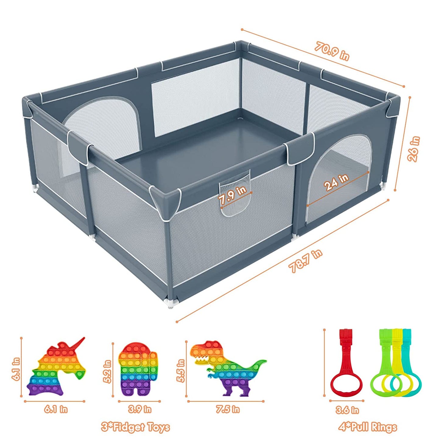 Large Baby Playpen 79x71 – Extra Large Play Yard for Babies and Toddlers – Safe, Non-Toxic & Easy to Assemble