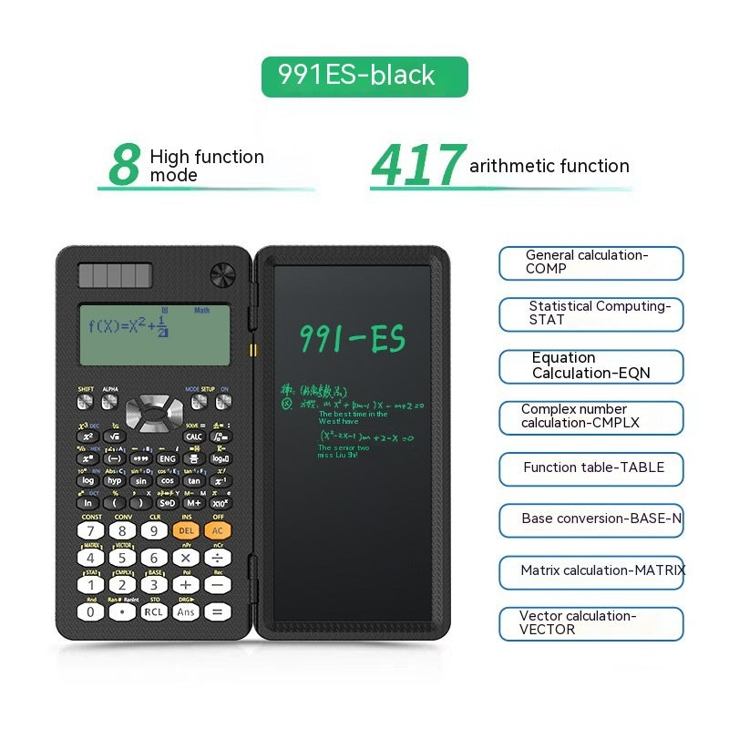 2-in-1 Foldable Scientific Calculator & Handwriting Tablet – Portable Learning and Desk Calculator