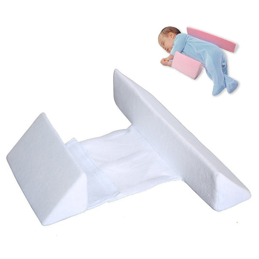 Ergonomic Triangle Positioning Baby Pillow for Newborns - Soft Velvet Fabric with Sponge Fill, Adjustable Middle Section