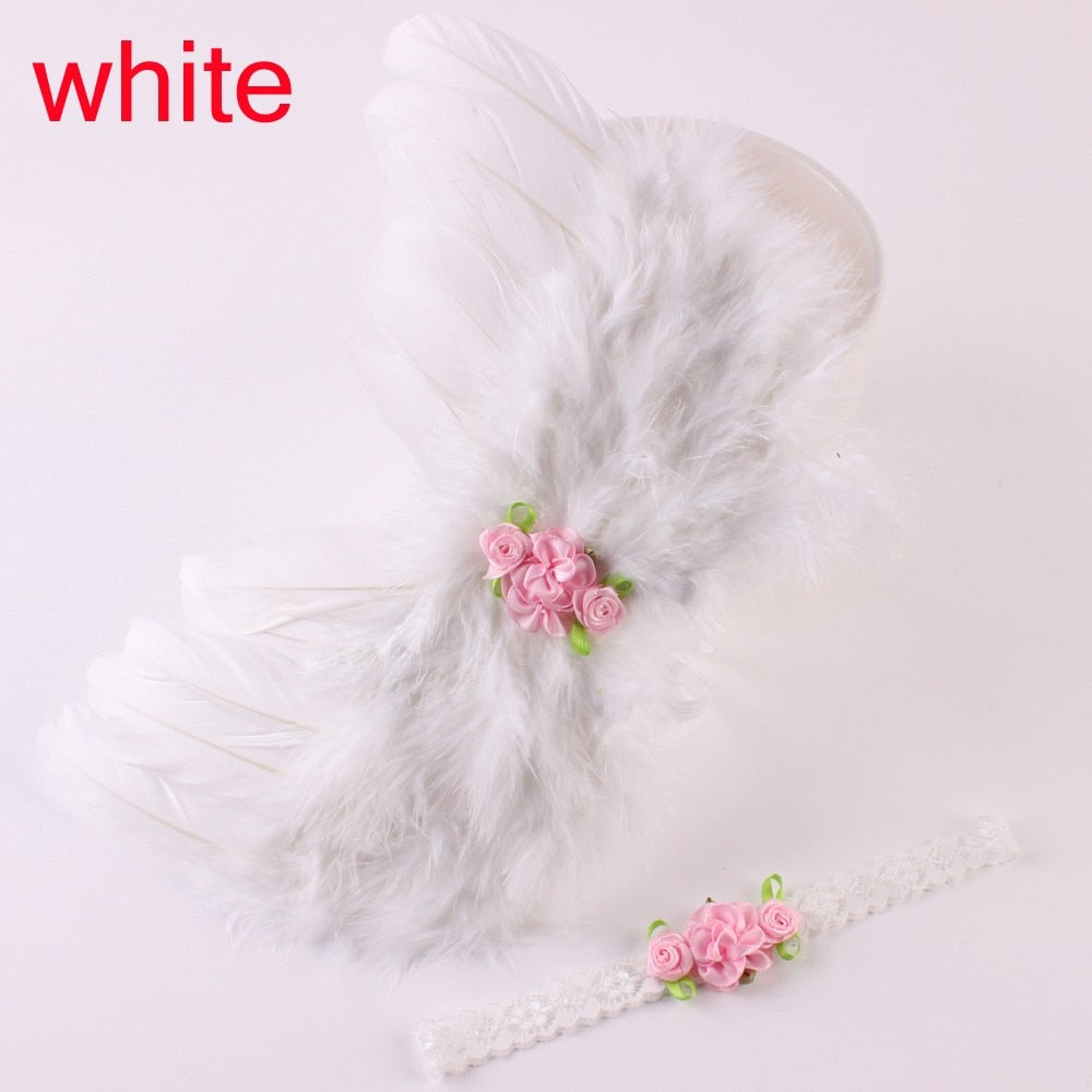 Newborn Angel Feather Wings with Flower Headband - Everything Amazing