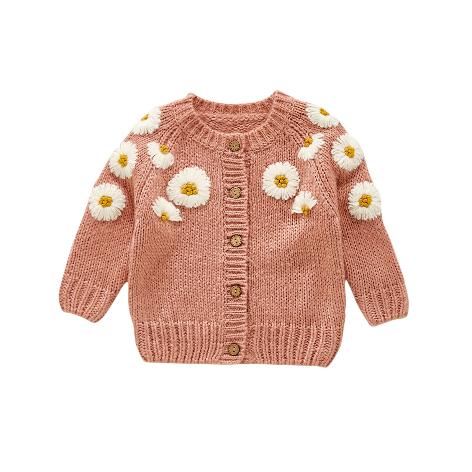Blue baby girl sweater with floral embroidery