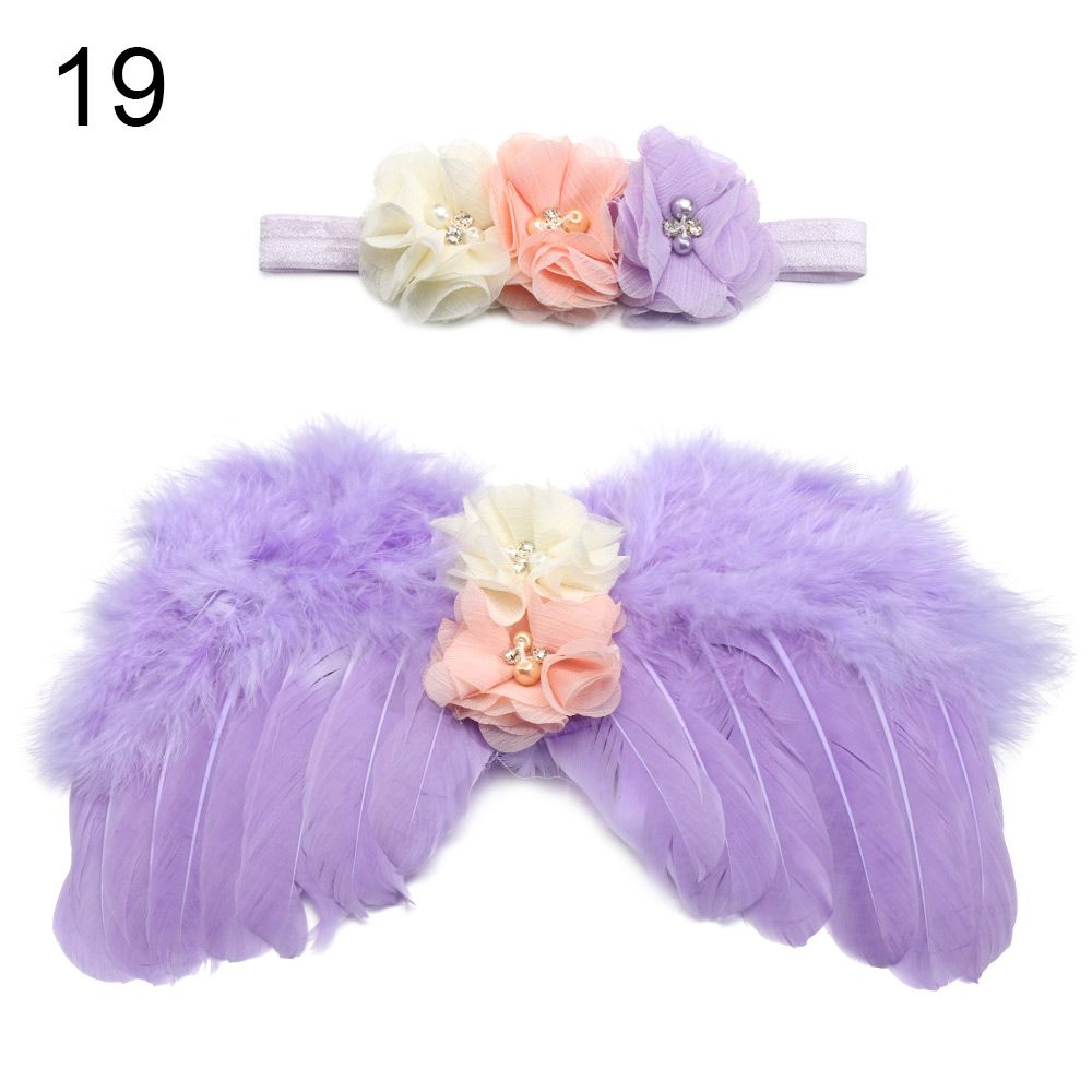 Newborn Angel Feather Wings with Flower Headband - Everything Amazing