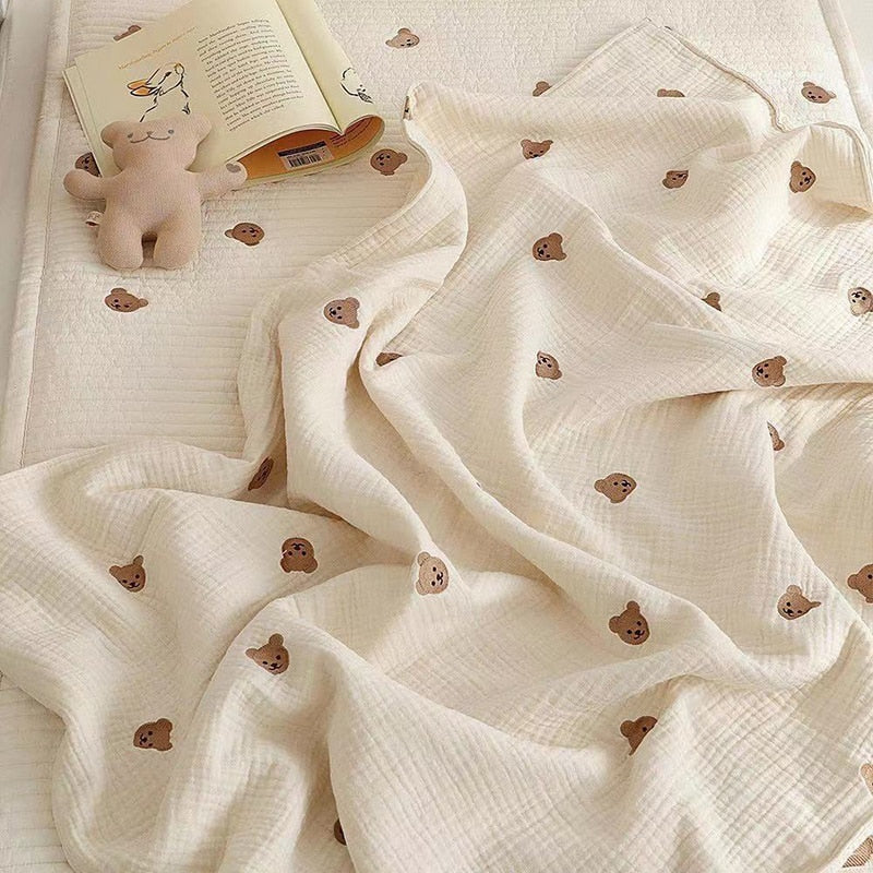 Korean Bear Embroidery Kids Sleeping Blanket - Everything Amazing